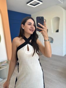 Mossimo Siyah Beyaz Detaylı Elbise