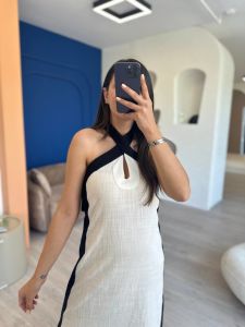 Mossimo Siyah Beyaz Detaylı Elbise
