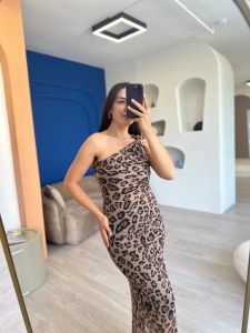 Leopar Tek Kol ELbise