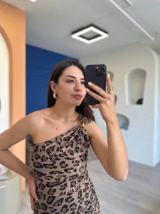 Leopar Tek Kol ELbise