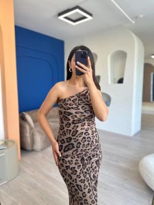 Leopar Tek Kol ELbise