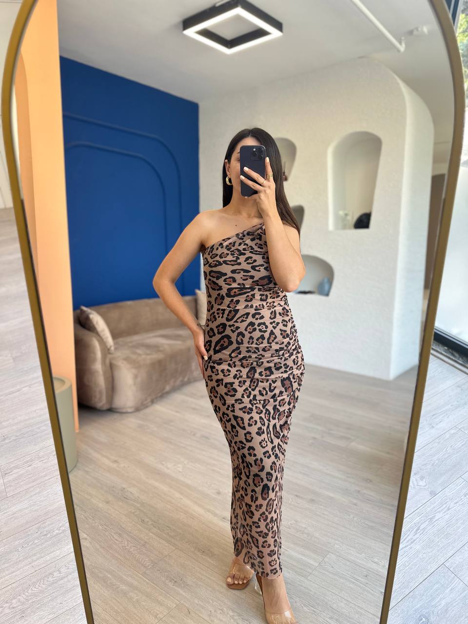 Leopar Tek Kol ELbise