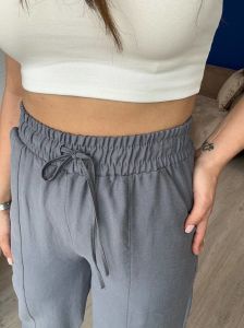 Gri Detaylı Şalvar Pantolon