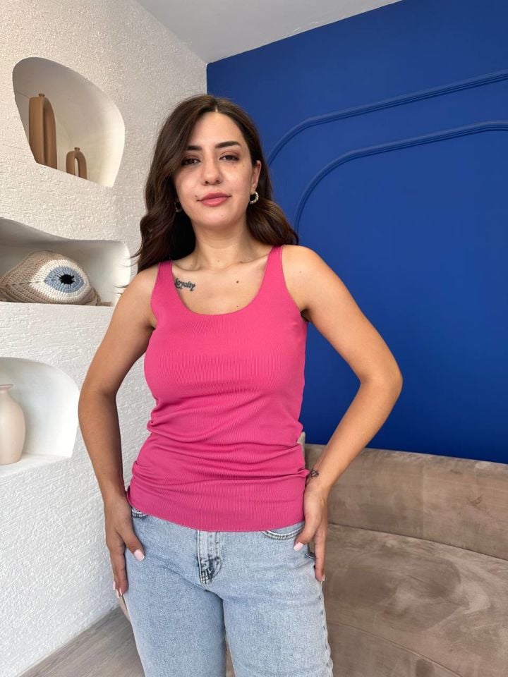 Pembe İnce Askılı Basic Atlet