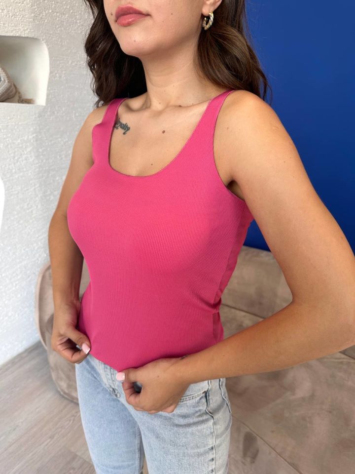 Pembe İnce Askılı Basic Atlet