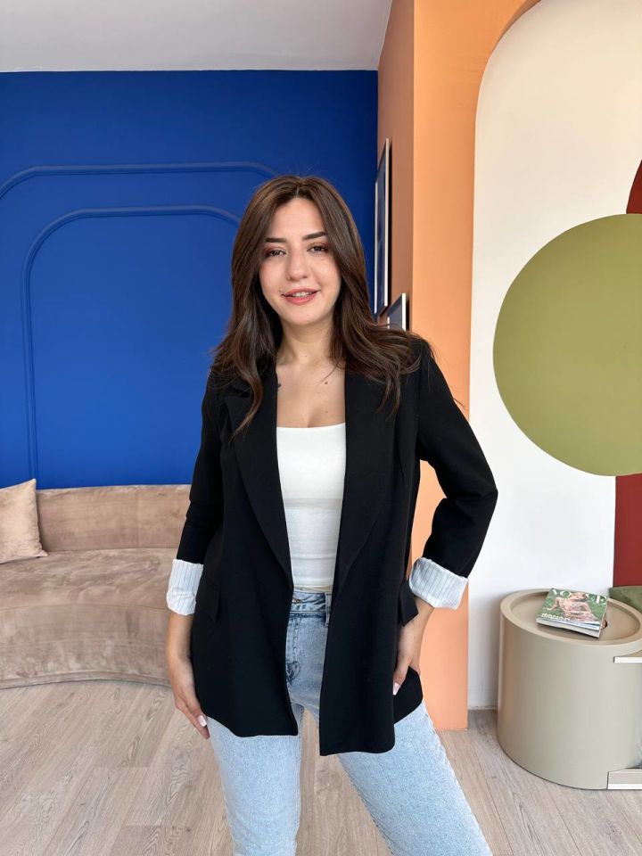 Siyah Keten Ceket
