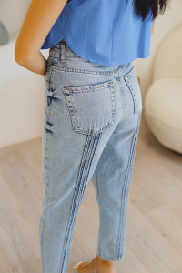 Arkası Çizgili Jean Pantalon