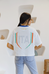 Mavi Bisiklet Yaka İtalia Baskılı T-shirt