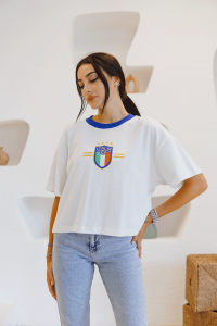 Mavi Bisiklet Yaka İtalia Baskılı T-shirt