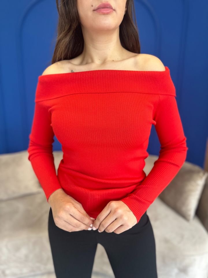 Devesta Moda Örme Triko Kayık Yaka Viscon Dökümlü Yüksek Kalite Bluz