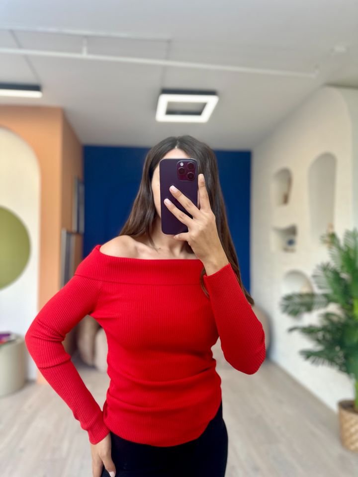 Devesta Moda Örme Triko Kayık Yaka Viscon Dökümlü Yüksek Kalite Bluz