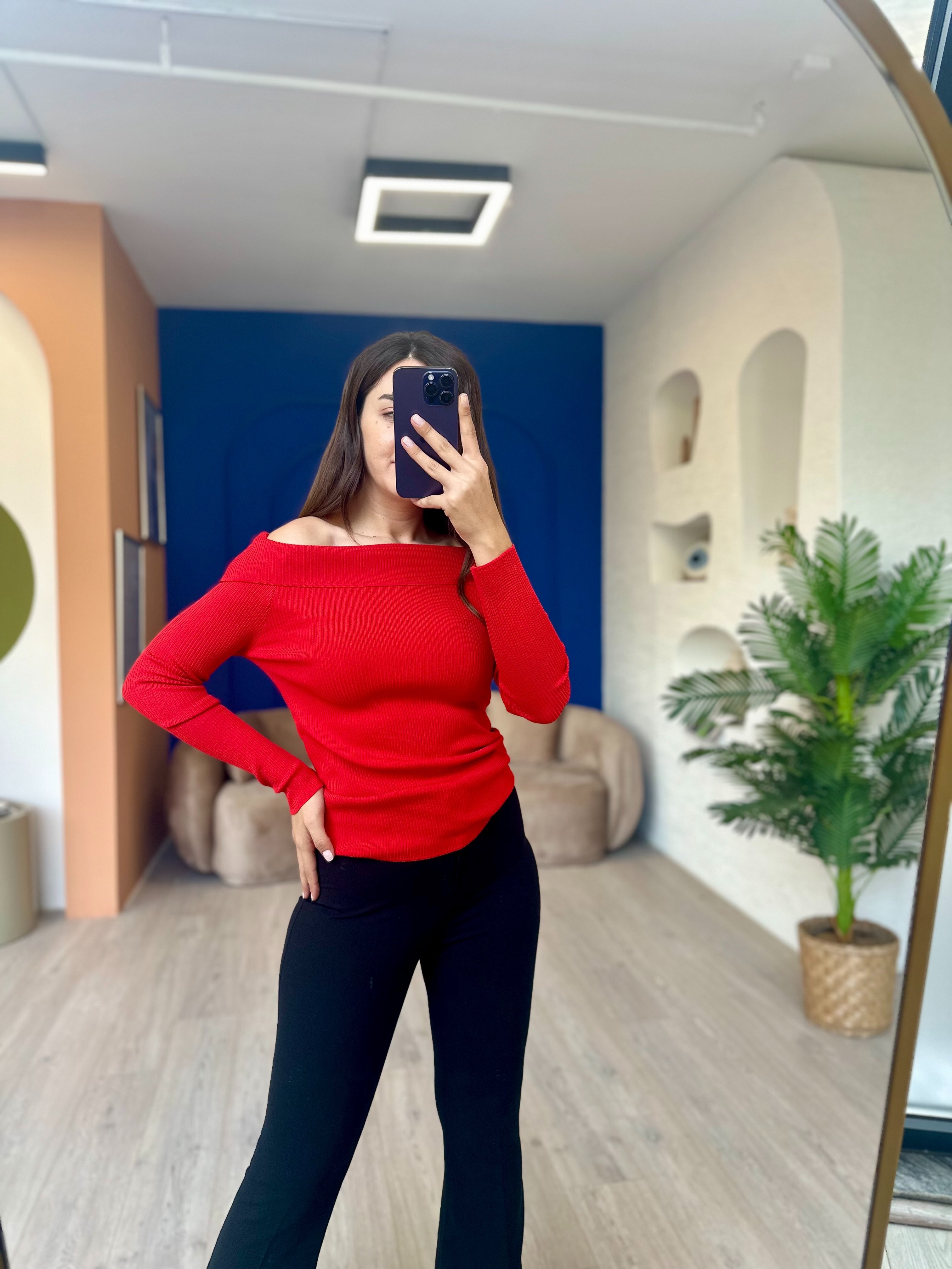 Devesta Moda Örme Triko Kayık Yaka Viscon Dökümlü Yüksek Kalite Bluz