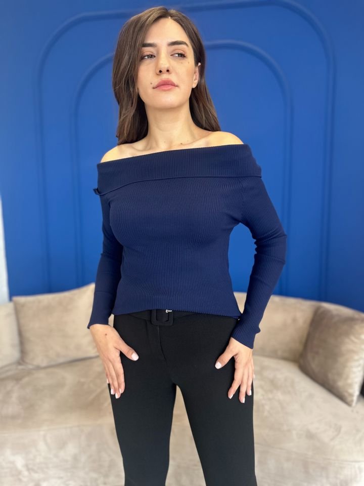 Devesta Moda Örme Triko Kayık Yaka Viscon Dökümlü Yüksek Kalite Bluz