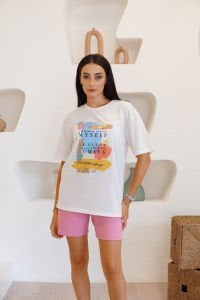 Beyaz Renkli My Self T-Shirt