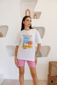 Beyaz Renkli My Self T-Shirt