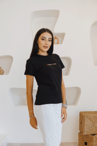Siyah Sandro Yazılı T-Shirt