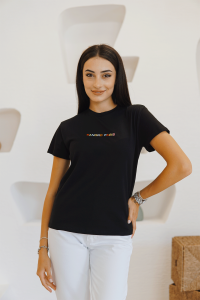 Siyah Sandro Yazılı T-Shirt