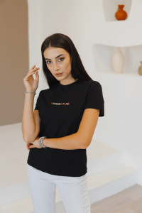 Siyah Sandro Yazılı T-Shirt