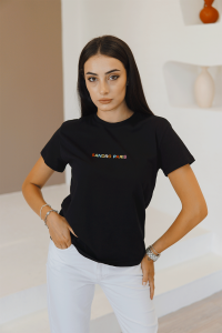 Siyah Sandro Yazılı T-Shirt
