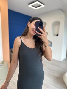 Füme Askılı Midi Elbise